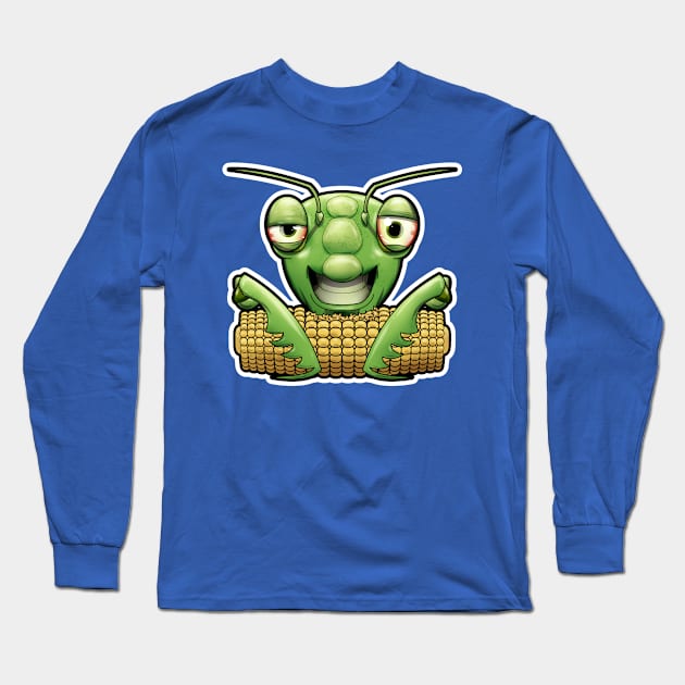 SNAX Mantis eating corn Long Sleeve T-Shirt by SilverBaX